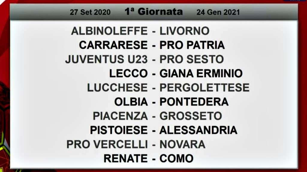 Serie C/A: ecco la prima giornata del campionato 2020/21